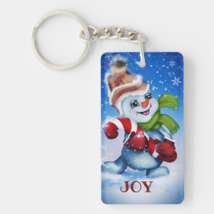 Snowman with a scarf key ring