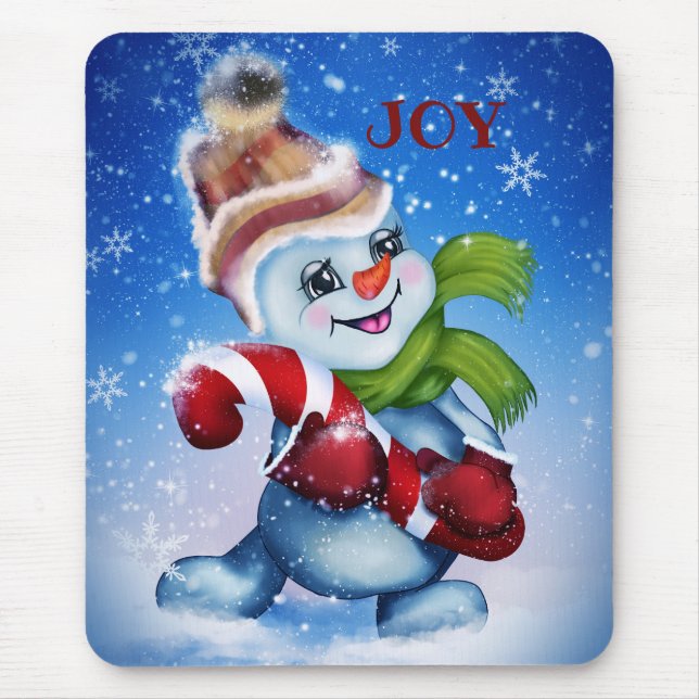 Snowman with a scarf mouse pad (Front)