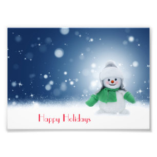 Snowman with a scarf photo print