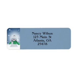 Snowman with a scarf return address label