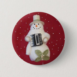 SNOWMAN WITH ACCORDION 6 CM ROUND BADGE