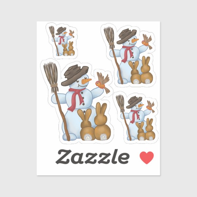 Snowman with animals  (Sheet)