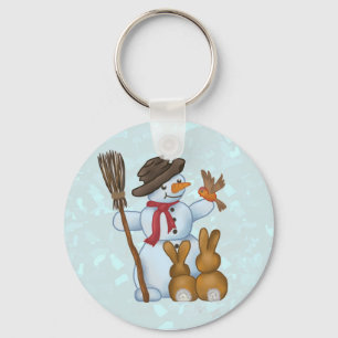 Snowman with animals key ring
