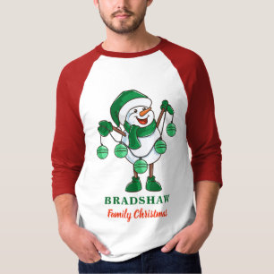 Snowman with Baubles Christmas Family Matching T-Shirt