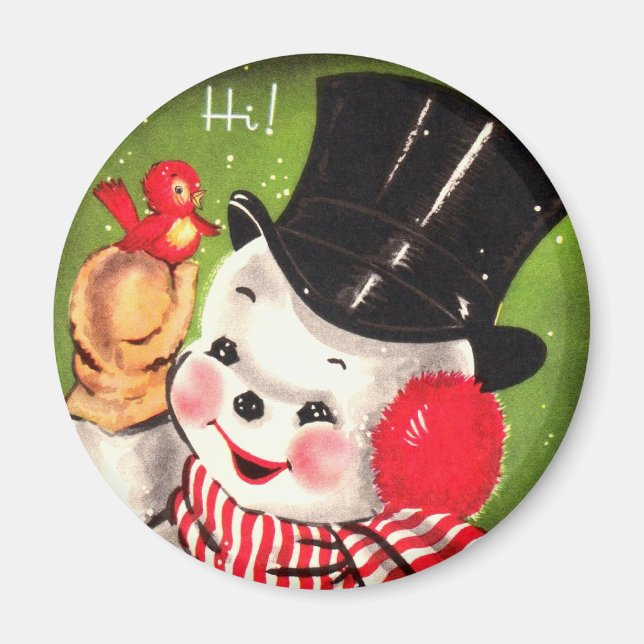 Snowman with Bird Magnet (Front)