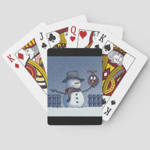 Snowman with Bird Playing Cards