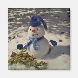 Snowman with blue hat, gloves and Scarf Magnet