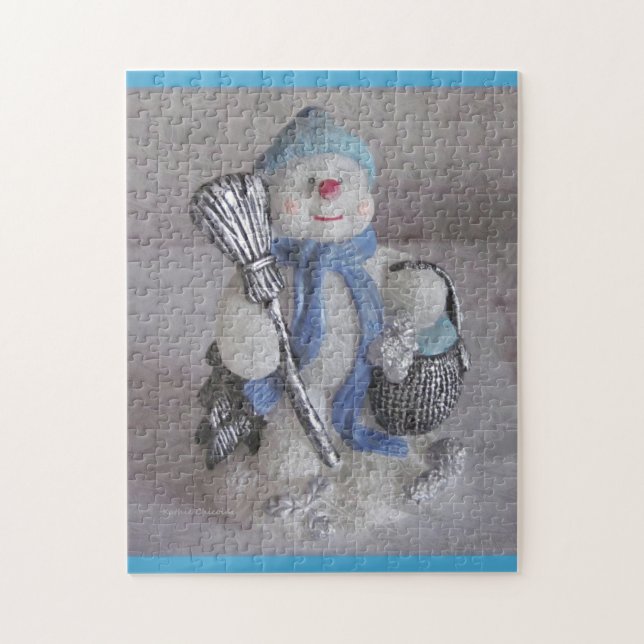 Snowman with Broom Jigsaw Puzzle (Vertical)