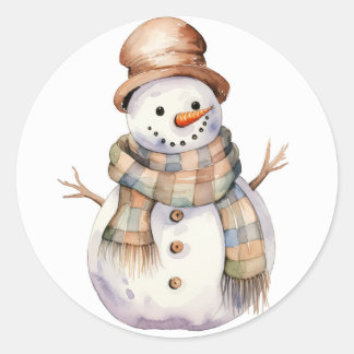 Snowman with Brown Hat Christmas Stickers