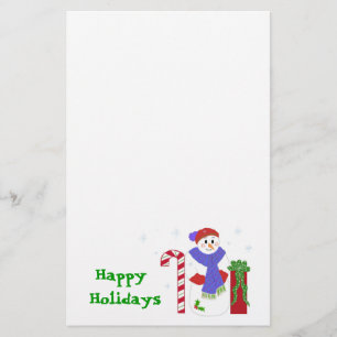 Snowman with Candy Cane and Gift Stationery