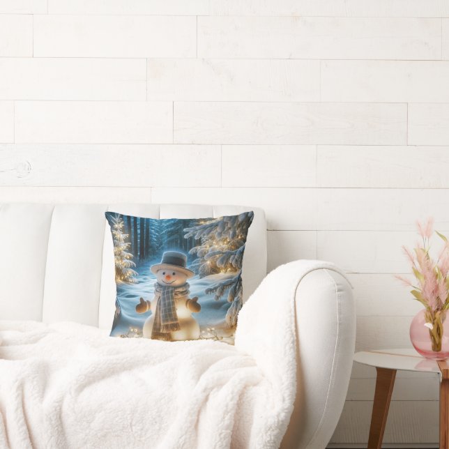 Snowman With Christmas Lights Cushion (Couch)