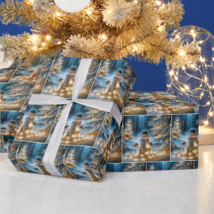 Snowman With Christmas Lights Wrapping Paper