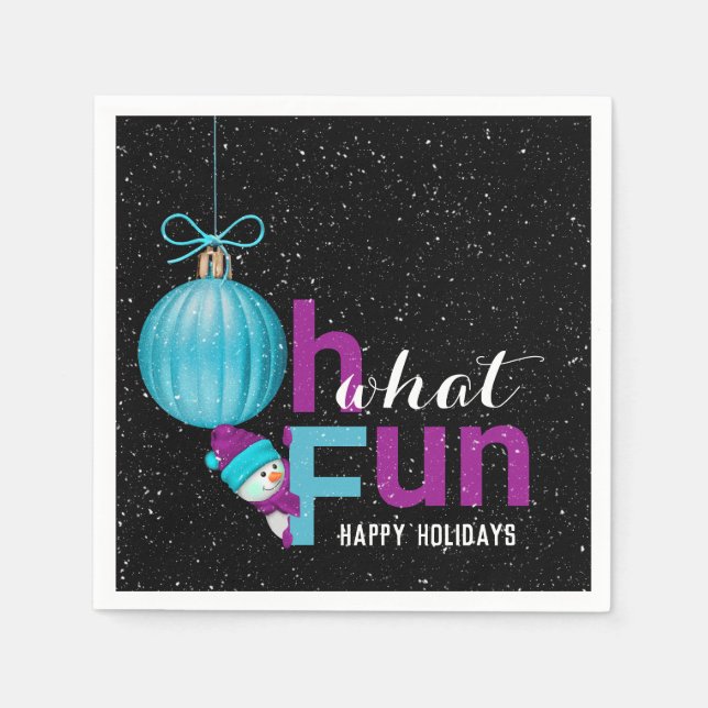 snowman with Christmas ornament Napkin (Front)