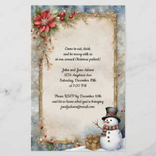 Snowman With Christmas Present Invitation