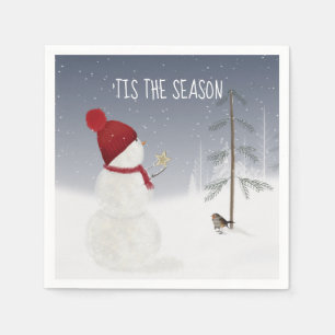 Snowman With Christmas Star Napkin