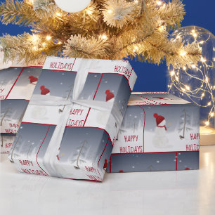 Snowman With Christmas Star Wrapping Paper