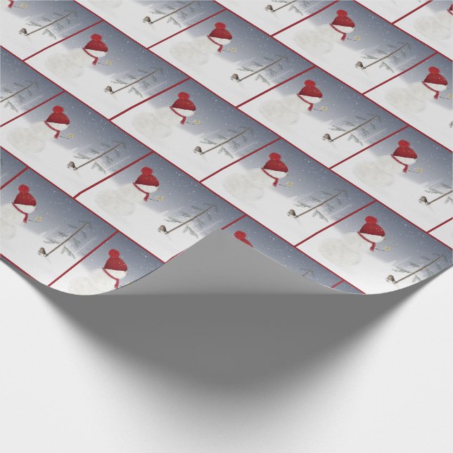 snowman with Christmas star Wrapping Paper (Corner)