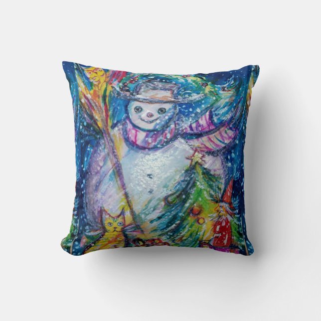 SNOWMAN WITH CHRISTMAS TREE AND TOYS CUSHION (Front)