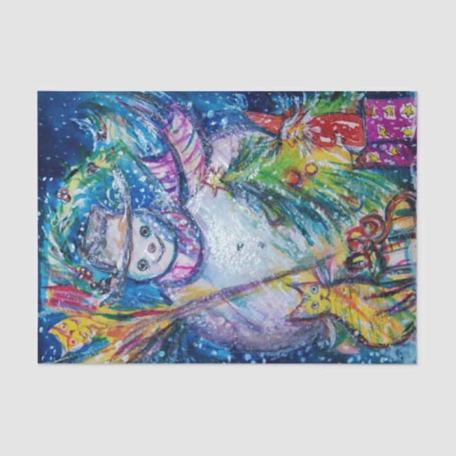 SNOWMAN WITH CHRISTMAS TREE AND TOYS TISSUE PAPER (Front)