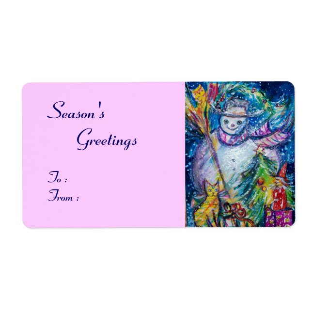 SNOWMAN WITH CHRISTMAS TREE, OWL AND TOYS (Front)