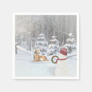 snowman with Christmas wreathe for deer Napkin