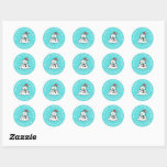 Snowman With Custom Name | Christmas Turquoise Classic Round Sticker<br><div class="desc">These round turquoise christmas stickers feature a cute snowman. The finishing touch is your child's name in twirly font. To change the name or the snowman click on the personalise button. This design contains elements of A.I.</div>