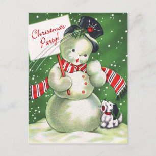 Snowman with Dog Invitation Postcard