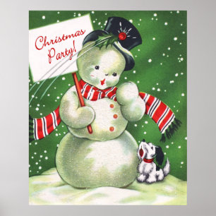 Snowman with Dog Poster