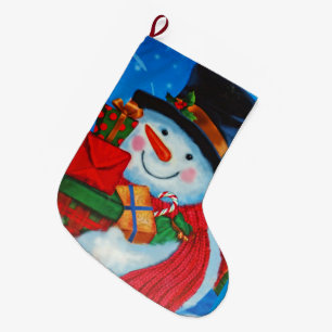 Snowman with Gifts Large Christmas Stocking
