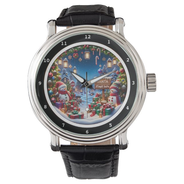 Snowman with Gifts Winter Village  Watch (Front)