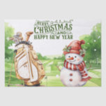 Snowman with golf-themed  golfer Christmas gift Tissue Paper<br><div class="desc">Wrap your holiday gifts in style with our "Snowman " golf-themed Christmas tissue paper, designed especially for golf enthusiasts! Featuring a whimsical snowman in golfing attire, joyfully swinging a golf club amidst a winter wonderland backdrop. Delightful golf balls scattered around add a playful touch to this festive scene. Perfect for...</div>