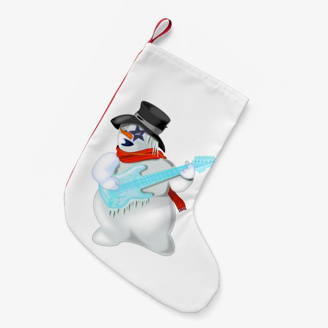 Snowman with Guitar Funny Christmas Stocking (Front (Hanging))