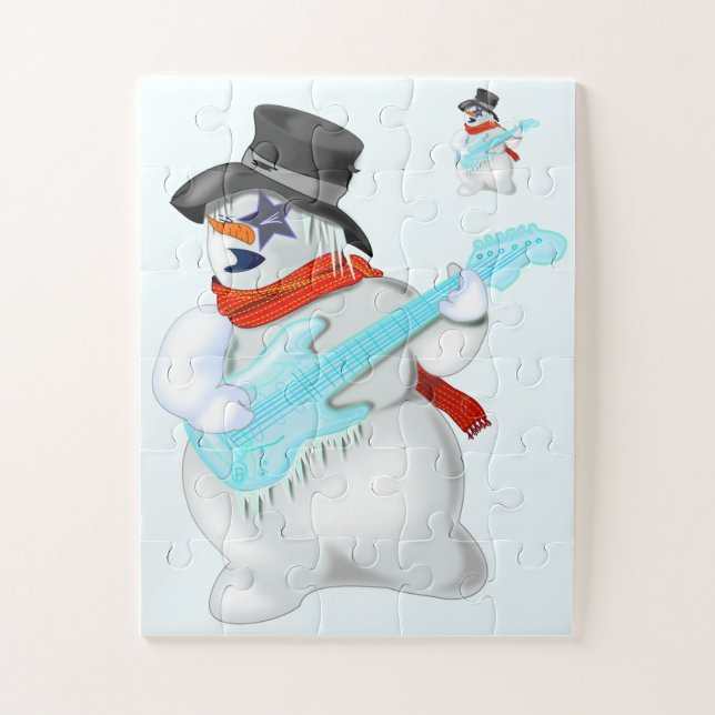 Snowman with Guitar Jigsaw Puzzle Gift (Vertical)
