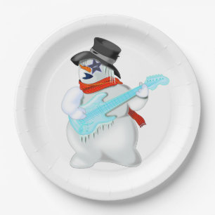 Snowman with Guitar Paper Plates
