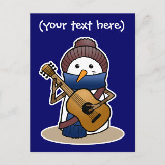 Snowman with Guitar Postcard