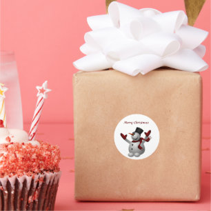 Snowman with hat and gloves classic round sticker