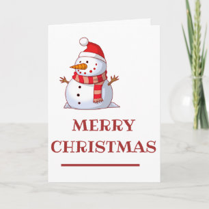 Snowman With Hat And Scarf Holiday Card