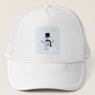 Snowman with hat and scarf. I Love Snow