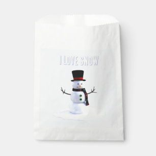 Snowman with hat and scarf. I Love Snow Favour Bag