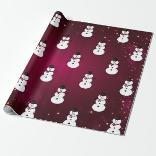 Snowman With Hat Red Wrapping Paper