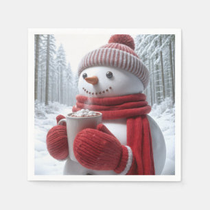 Snowman With Hot Chocolate Napkin