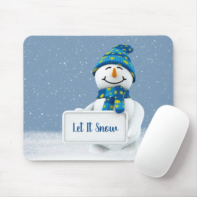 Snowman with LET IT SNOW Sign Mouse Pad (With Mouse)