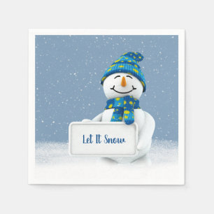 Snowman with Let It Snow Sign Napkin