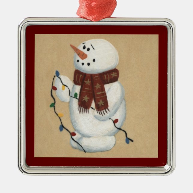 Snowman With Lights Ornament (Front)