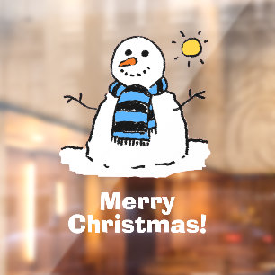 Snowman with Merry Christmas Window Cling