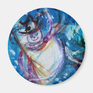 SNOWMAN WITH OWL MAGNET
