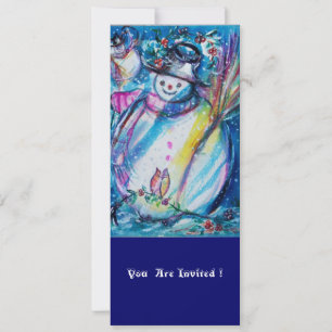 SNOWMAN WITH OWL , New Year's Eve Party Invitation