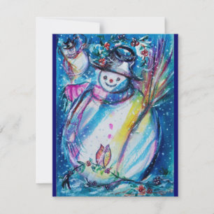 SNOWMAN WITH OWL , New Year's Eve Party Invitation