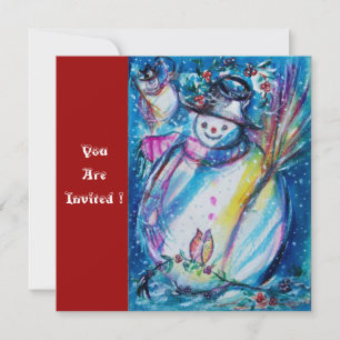 SNOWMAN WITH OWL , New Year's Eve Party Invitation