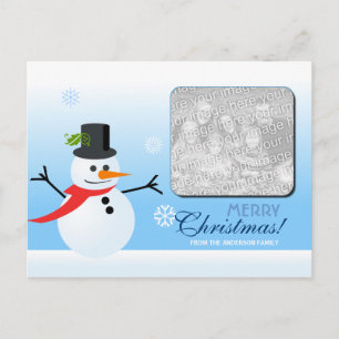 Snowman (with photo) holiday postcard